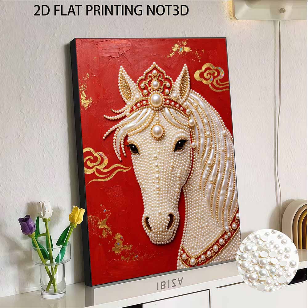 DIY Pearl Embroidery Diamond Painting Kit Majestic Horse Sparkling Beads Art Craft Handmade Decoration Gift for Home