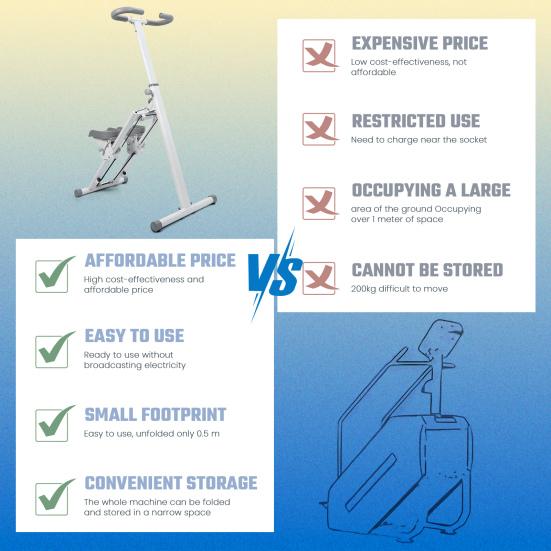 Stair Stepper pro domácnost, Vertikální lezecký stroj s nastavitelnými řídítky a pedály, Nosnost 265 liber