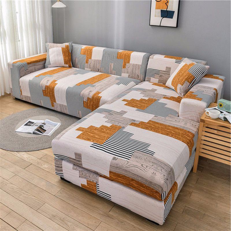 L Shaped Chaise Longue Slipcovers Chair Protector 1/2/3/4 Seat Geometric Sofa Covers for Living Room Elastic Corner Couch Cover