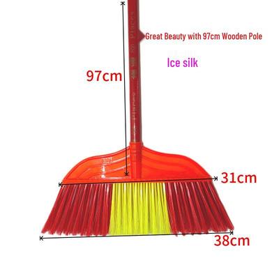 Handun Hard Bristle Plastic Broom with Wooden Handle