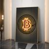 Modernt guld Bitcoin Inspirerande dukmålning Väggkonstaffischer Skriver ut Väggbilder för vardagsrummet Hem Cuadros Dekorativa