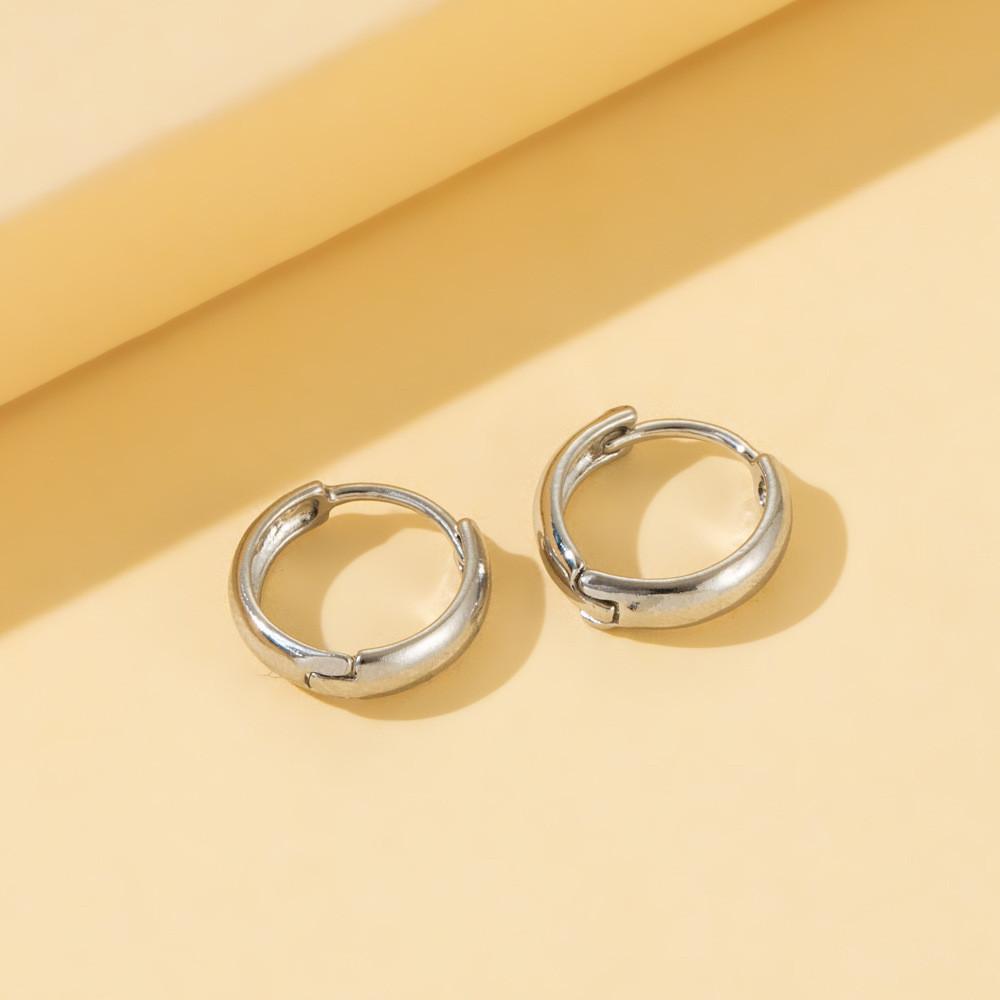 Hoop Alloy Elegant Earrings Minimalist Geometric Circular Gold Silver Gold Rose