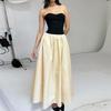 European and American Style 2024 Autumn New Cross-Border Women's Fashion Strapless Color-Blocking Pleated Slim-Fit Dress