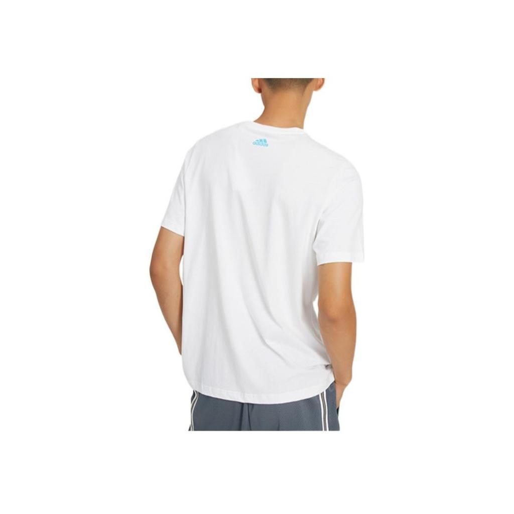 adidas Solid Color Logo Print Round Neck Short Sleeve T-Shirt Men Tops White HG4419
