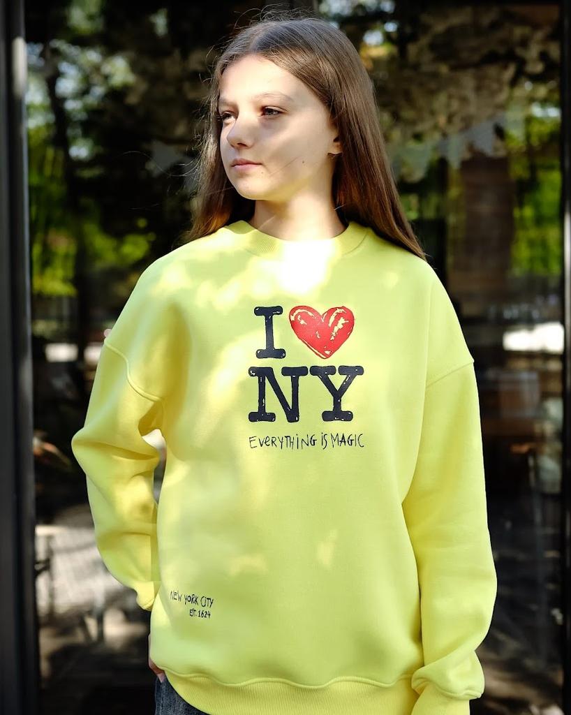 Mädchen Oversize Warmes Sweatshirt – Bedruckter Text, Winter, 6416-025-33 HC