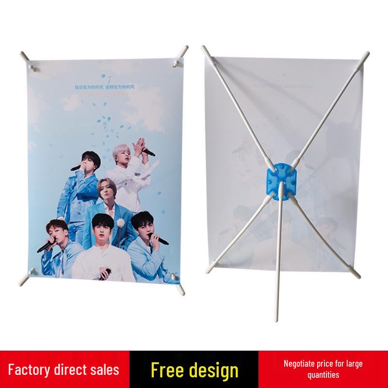 Desktop Mini X-Banner Poster Stand: Foldable Roll-Up Display Holder for Advertising