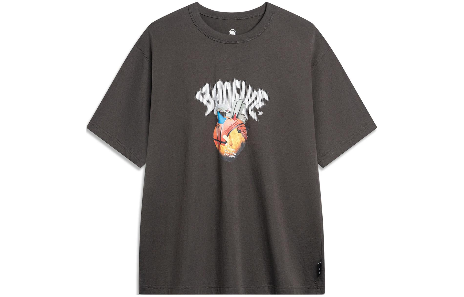 LiNing Badfive Drop Shoulder Sleeve T-Shirt Men s Obsidian Gray AHSU431-6 L