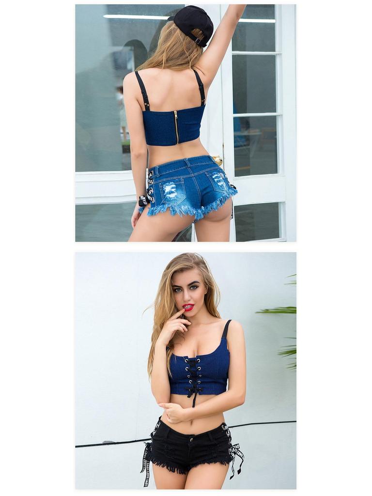 808# European & American High Waist Ripped Plus Size Sexy Super Short Summer Denim Shorts for Women