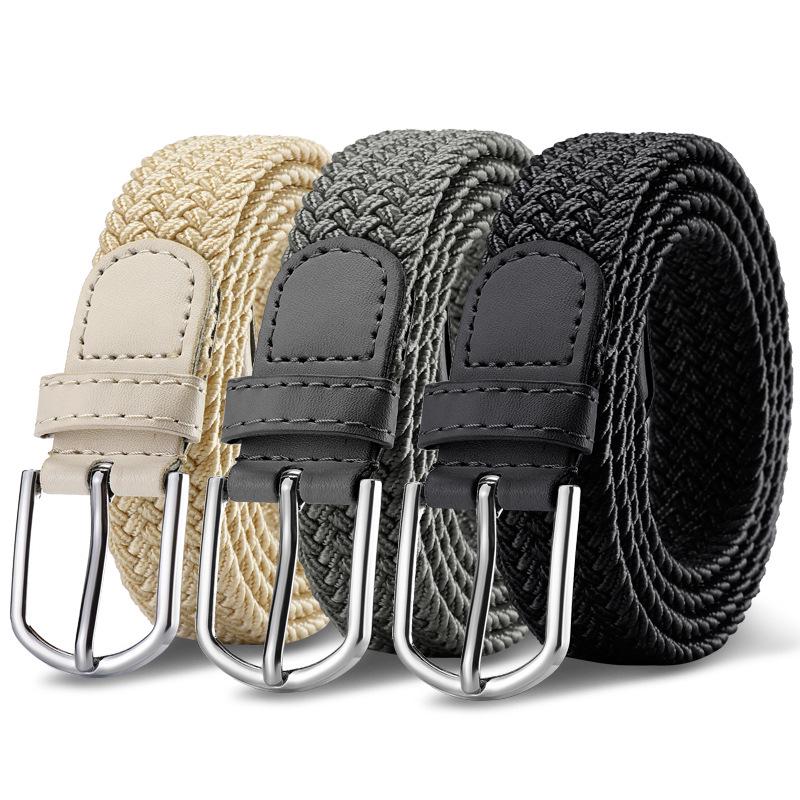 Unisex Elastic Stretch Canvas Belt - Korean Style Versatile Woven Waist Belt for Men and Women