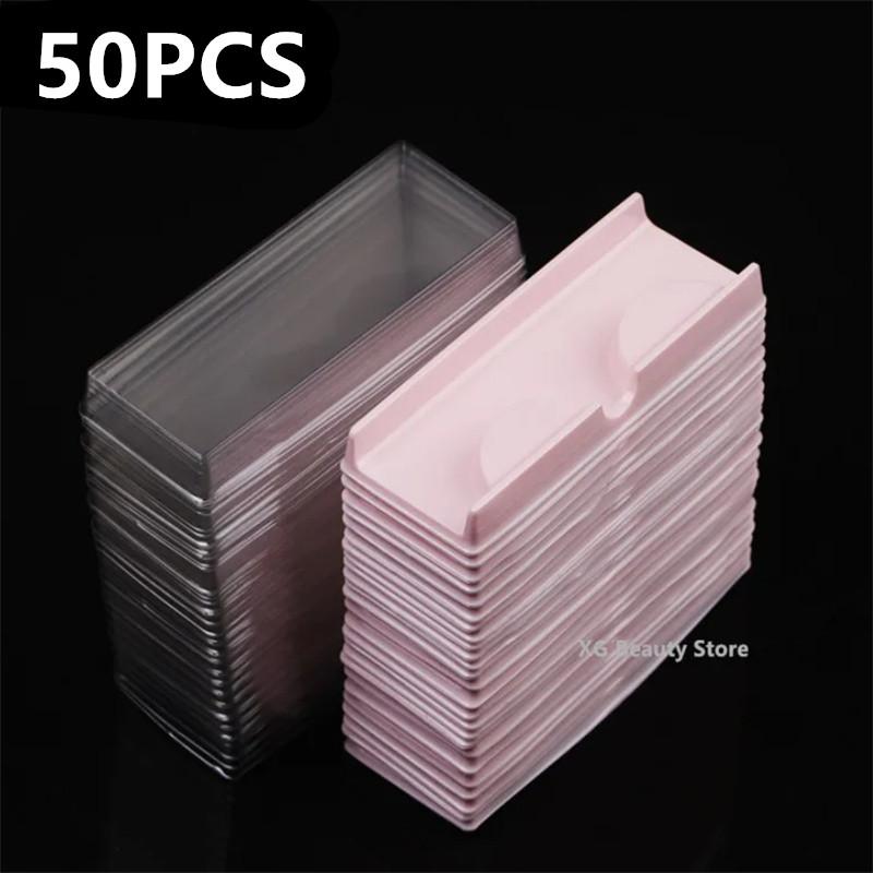 

50/100PCS Pink Plastic Fake Eyelash Tray Eyelashes Packaging Box Storage Cover Single Case Lash Box Customizable Wholesale