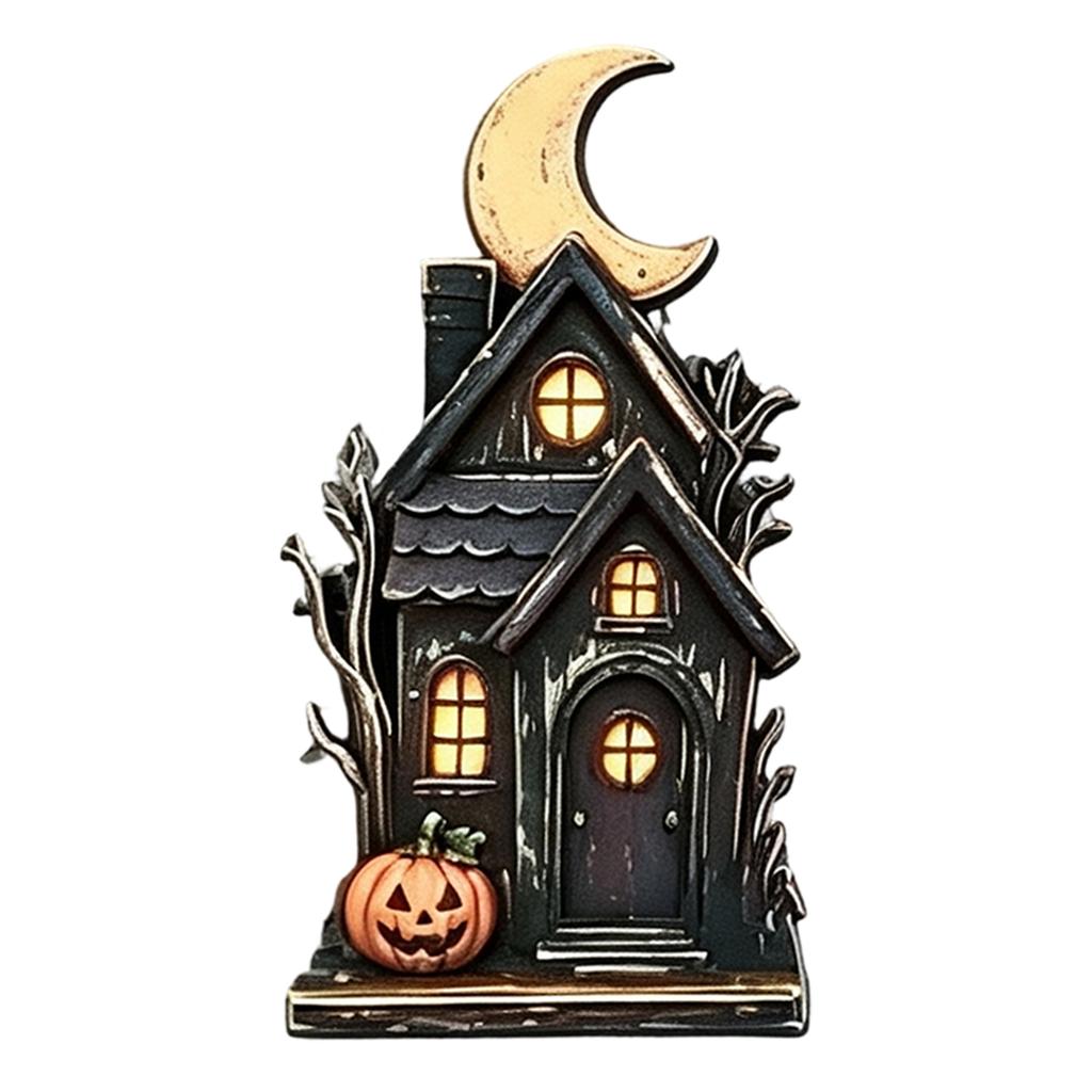2D Wooden Halloween House Ornament Vintage Decor
