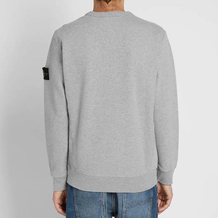 Stone Island Garment Dyed Logo Compass Badge Pullover Crewneck Sweatshirt Men sweatshirt Gray 711562720-V0M64