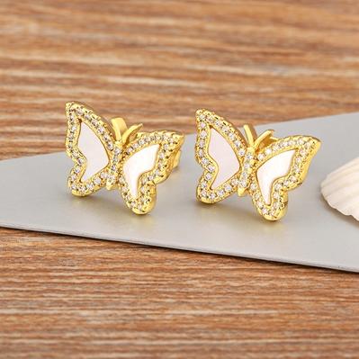

Nidin Ins Fashion Korean New Lucky Butterfly Stud Earrings For Women Girls Rhinestone Cute Zircon Ear Jewelry Anniversary Gifts