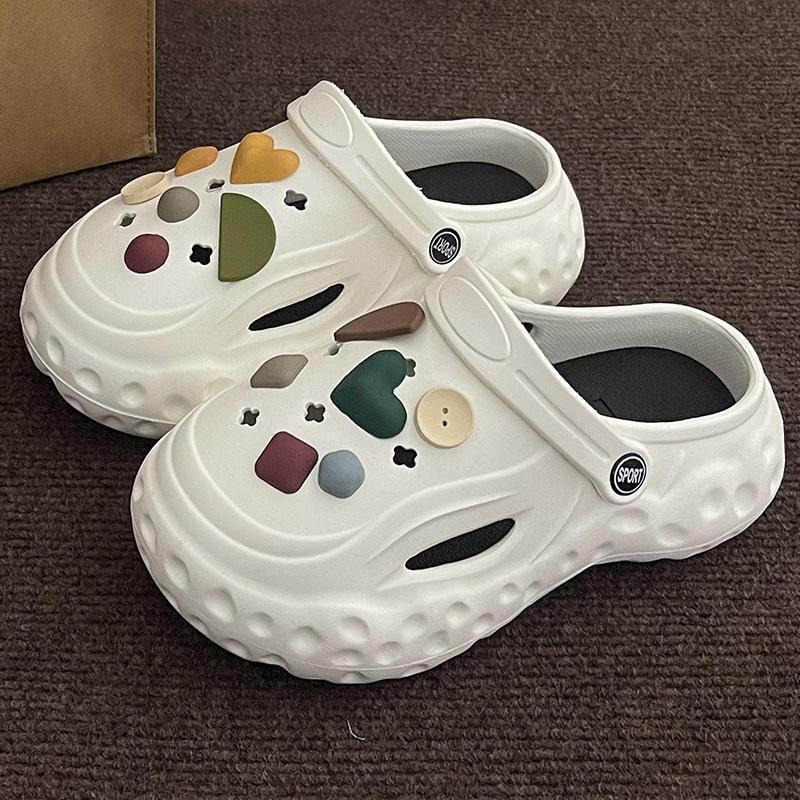 Fashion 2025 Fashion Charms Clog Shoes Outdoor Slides Women Street Slippers Thick Sole Cute Bow Summer Platform Sandals For Girls