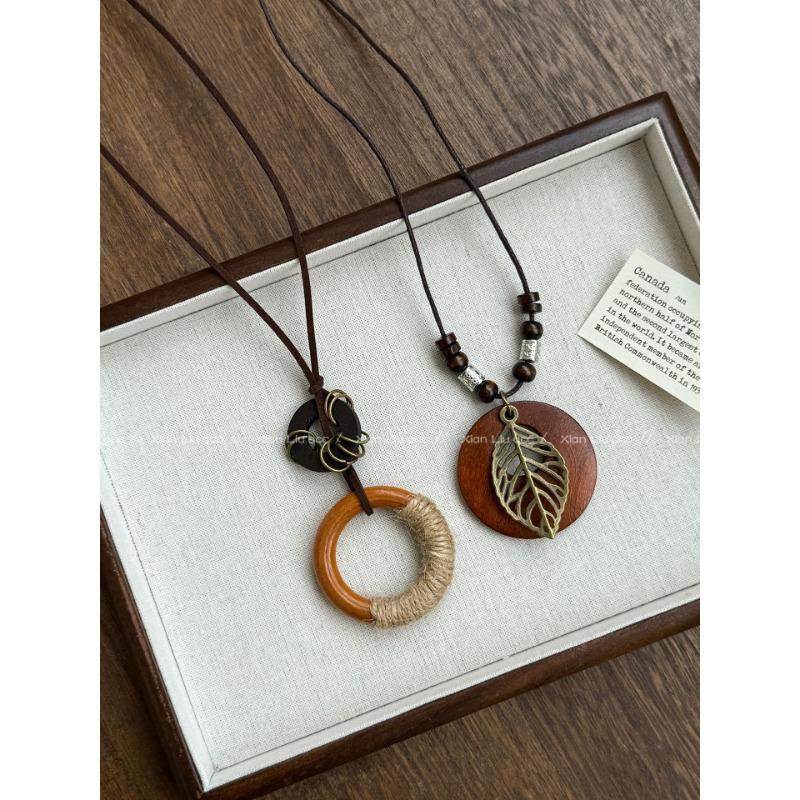 New Chinese Zen Ring Necklace for Women New Retro Chinese Style Long Pendant Sweater Chain Versatile Accessories