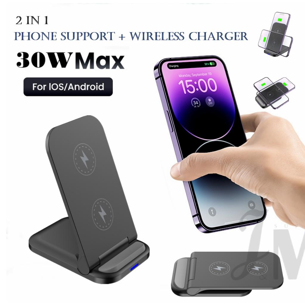 30W trådløs laderstativ sammenleggbar Qi hurtigladedokkstasjon telefonholder for iPhone 13 12 11 Pro Max XR Samsung S20 telefonlader
