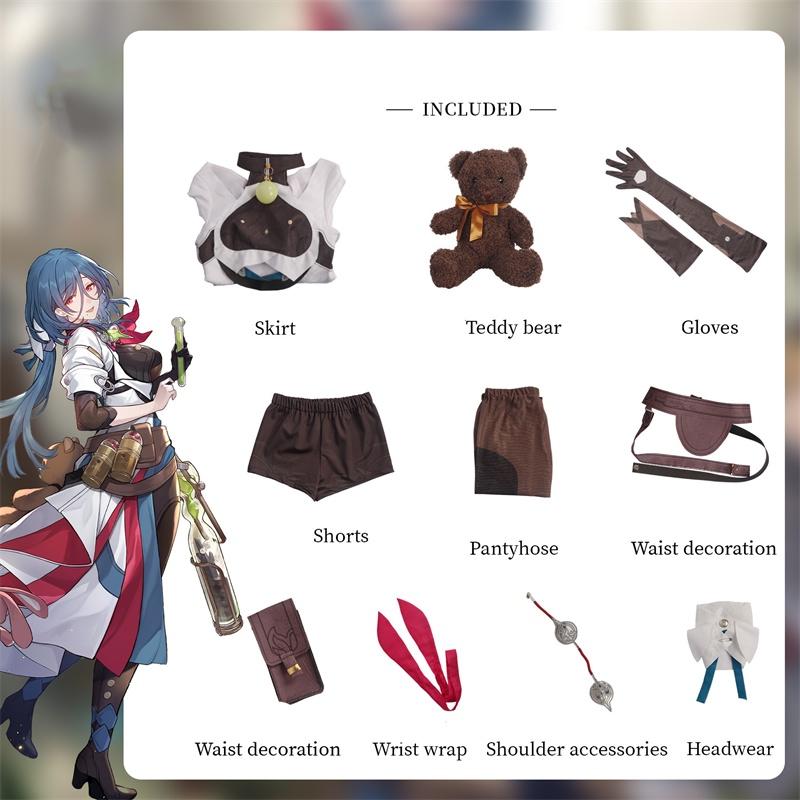 

Star Honkai Rail Natasha Cosplay Costume Party Accessories Kilt Teddy Gift Bear L