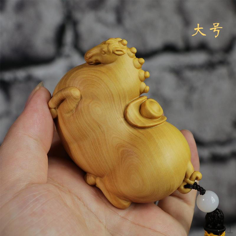 Boxwood Tang Horse Statue Figurine Decorative Handmade for Bedroom Car Gifts