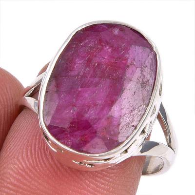 Rubis rouge(Simulé) Bague cadeau en argent sterling 925 faite à la main avec pierres précieuses S.8.5 z8q50