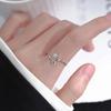 Korean Silver Color Shiny Five Pointed Star Rings for Women Simple Zircon Cross Hollow Star Open Finger Rings Jewelry Party Gift
