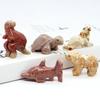 Mini Animals Frog Figurine Ornament Natural Shoushan Stone Carving Healing Crystal Fish Dinosaur Statue Room Desk Crafts Decor