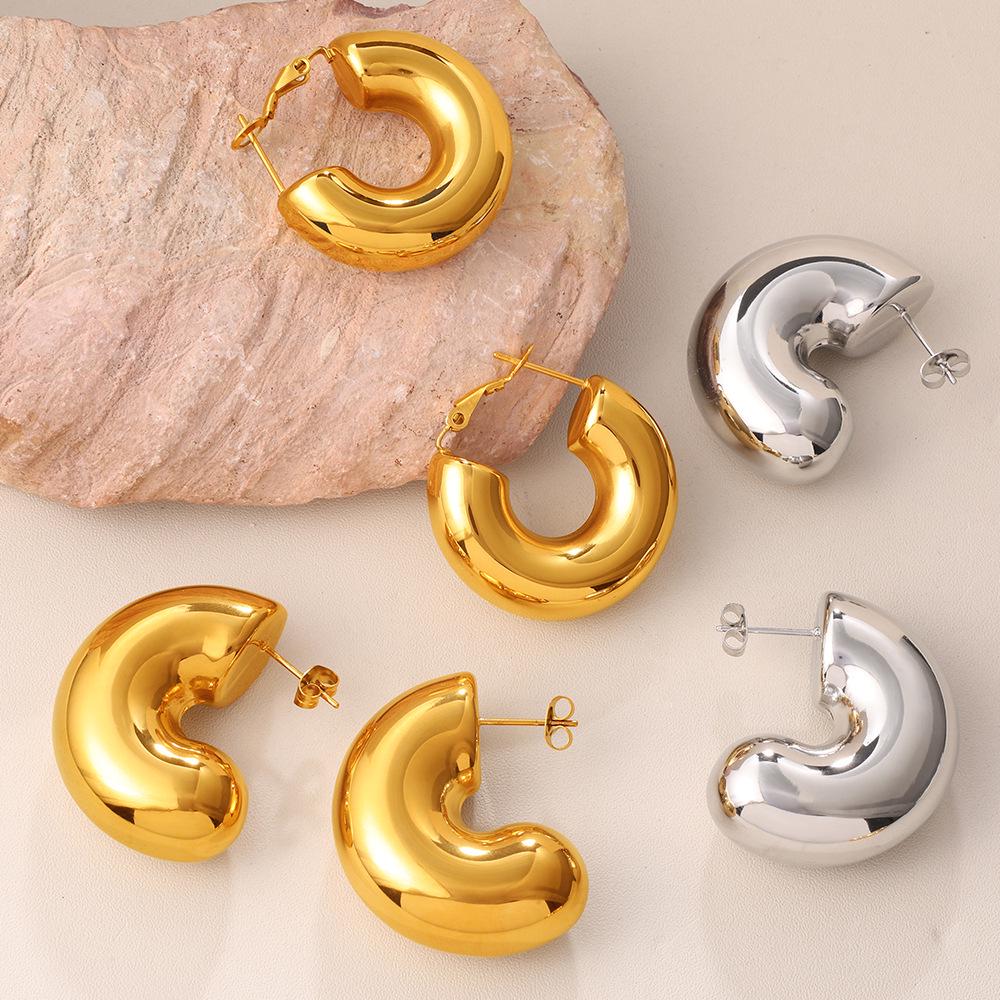 Stylish Geometric Half-Ring Metal Earrings