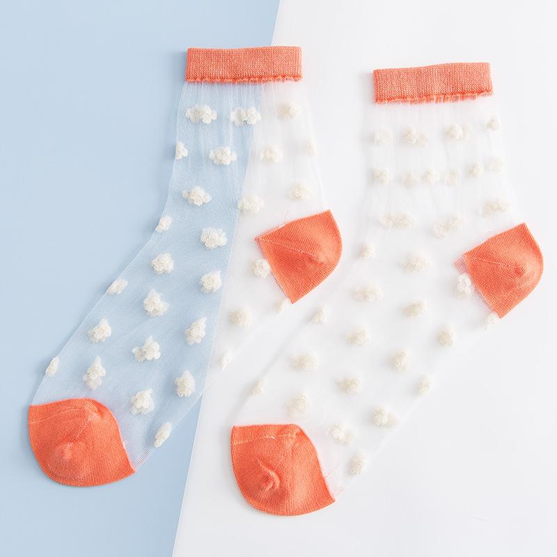 Summer Ultra-thin Socks for Women Floral Pattern Transparent Breathable Short Socks