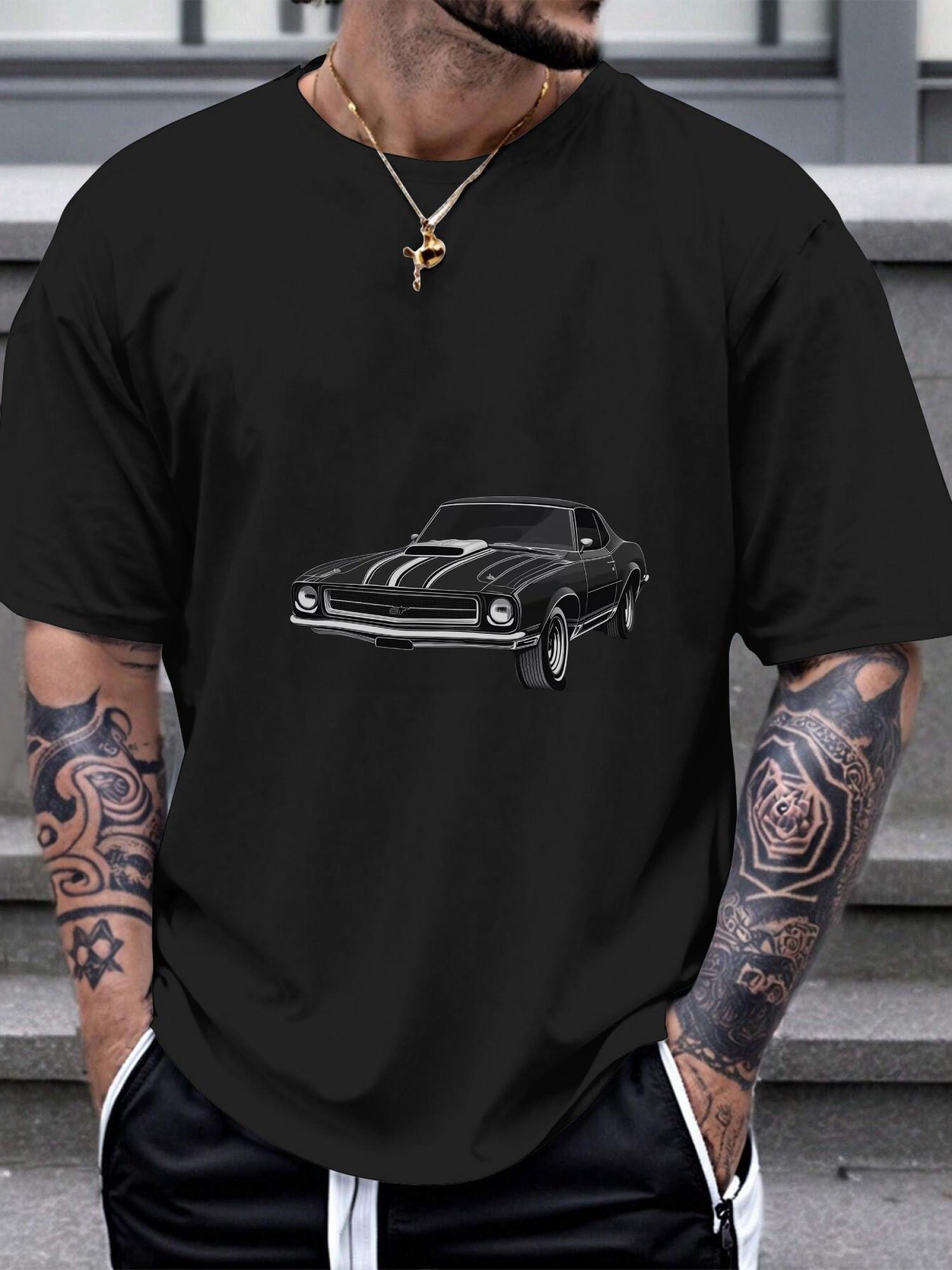

Classic Muscle Car Vector Art T-shirt - 180g Cotton Crew Neck Short Sleeve Tee with Single-Sided Hot Transfer Print XL