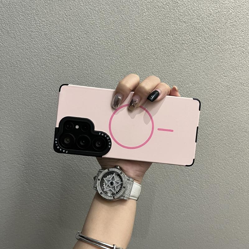 Czysty Kolor Cienki Pierścień Magnetyczne Ssanie Płynny Smycz Etui dla Samsung S22 S23 S24 S25 Ultra S25 Plus S25 Pokrowiec z Nadrukiem Ramki