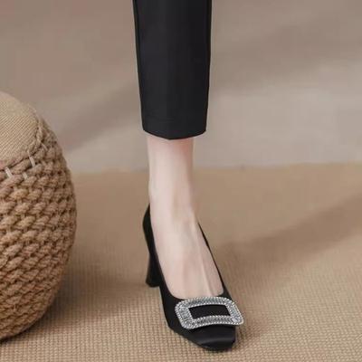 Thick Heel Square Head High Heels Fairy Shoes with Skirt 2025 Autumn New One-pedal Temperament Single Shoes Light Mouth Shoes