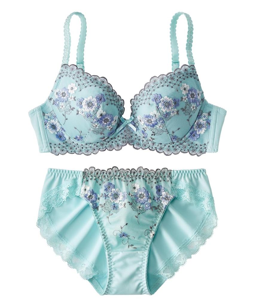 Inner Set Flower Bra and Shorts Set Bouquet Soft Mint [Nissen] (Flower Pattern) (Triumph) E80/L