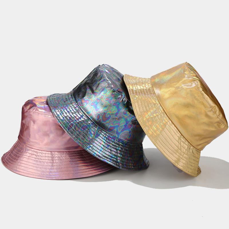 Fashion Bucket Hat for Men And Women PU Leather Waterproof Rain Cap with Wide Brim UV Protection Fishmen Style