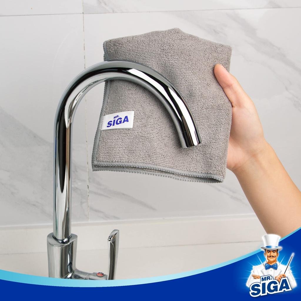 MR.SIGA Microfiber Cleaning Cloths, Streak-Free Cleaning Cloths, Commercial Towels, Kitchen Cleaning, Dishcloths, 12-Pack, Gray, Size 32 x 32 cm
