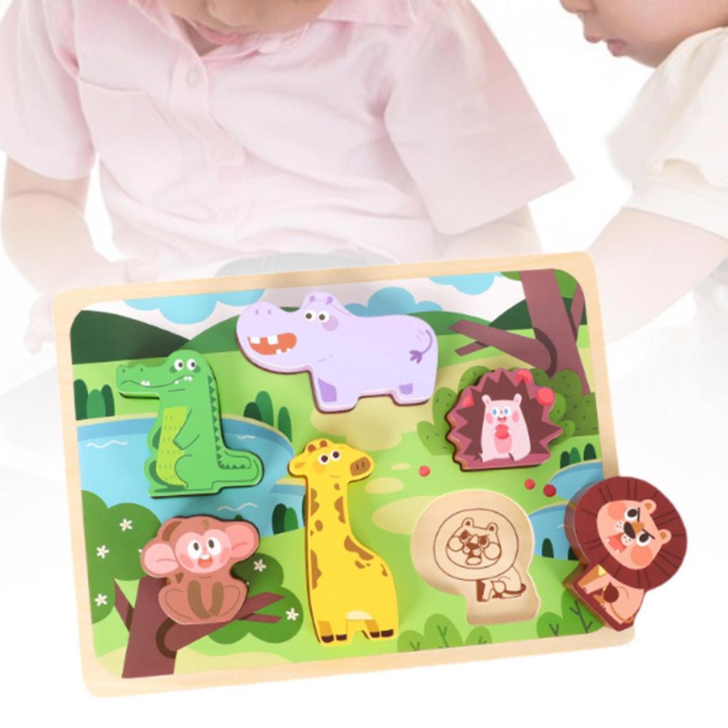Wooden Jigsaws Puzzle Sturdy Fine Motor Skill Montessori Toys Preschool Learning for Baby Girls Boys 1 2 3 Year Old Kids Gifts