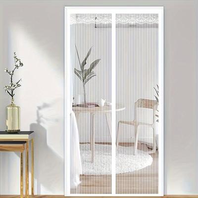 Tende antizanzare a strisce bianche di dimensioni extra, tende antizanzare, insetti e insetti, rete magnetica con chiusura automatica per porta e cucina