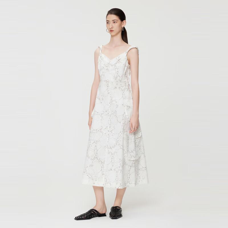 JNBY 2024 Summer Printed V-Neck A-Line Dress