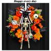 Realistic Faux Maple Leaf Pumpkins Skull Branch Wreath Durability Waterproof Halloween Autumn Home Outdoor Decors