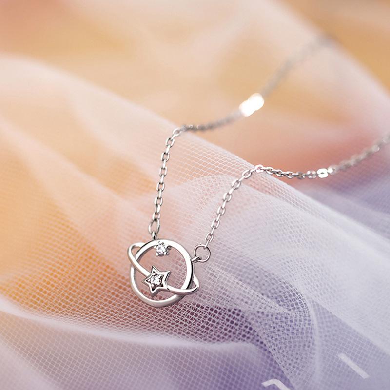 Flash Diamond Dream Universe Starry Sky Necklace Female Simple Design Clavicle Chain Temperament Planet Necklace
