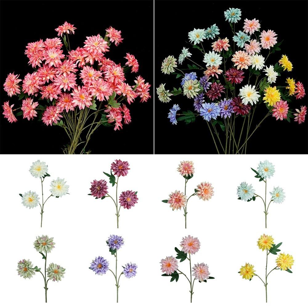 64cm Length Artificial Dahlia Flower 3 Heads Faux Flower New Simulation Flowers  Photography Props