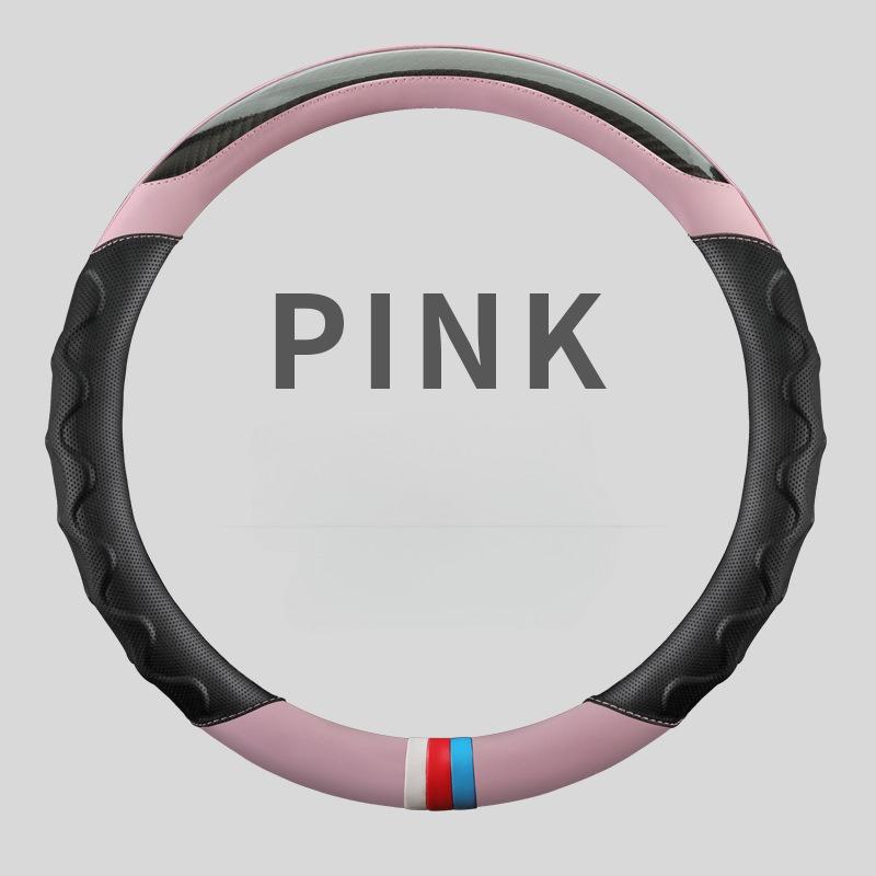 Carbon Fiber Leather Steering Wheel Cover 38CM Universal Car Steering Wheel Case Auto Supplies Non-slip Car Steering Wheel Cover