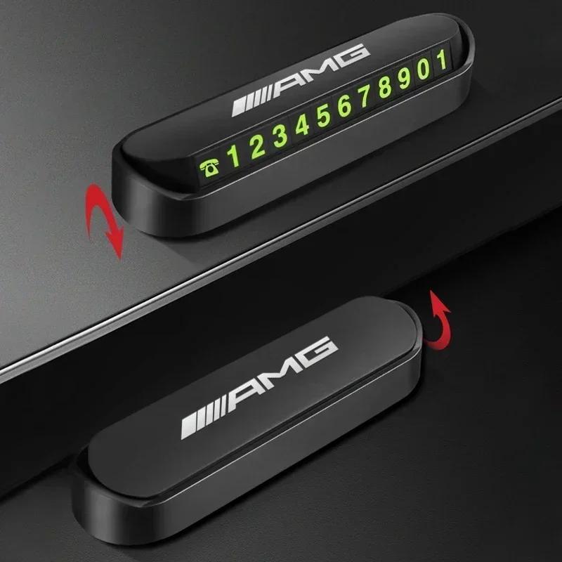 WXAKF1 Hot For AMG Car For Mercedes benz AMG 1x Car Temporary Stop Sign Parking Card Telephone Number Card Plate for Mercedes Benz W212