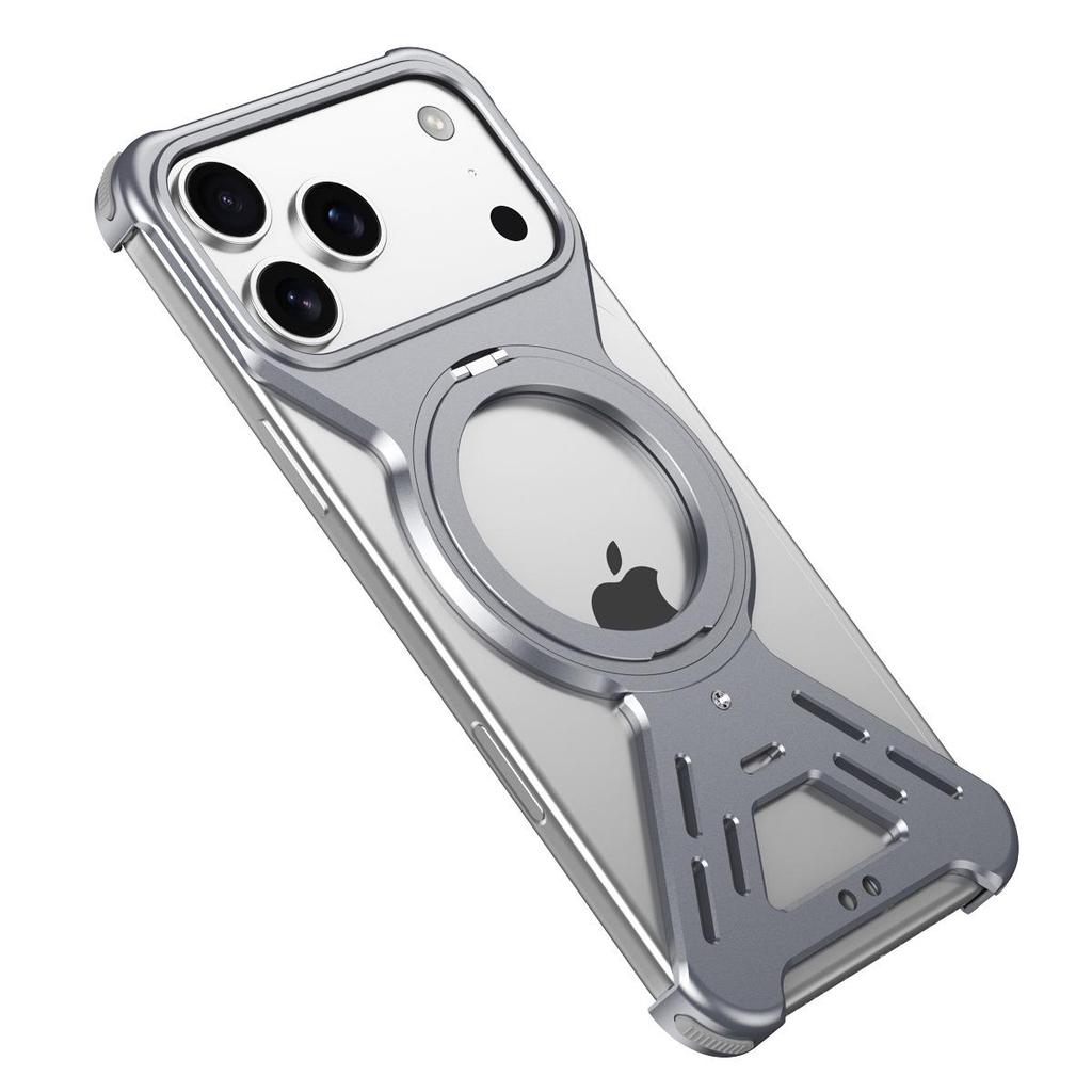 iPhone 17 Pro Max Magnetic Rotating Aluminum Phone Case - Drop-Proof, Heat Dissipating, Cross-Border Compatible