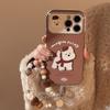 Brown Three Dimensional Western Highland Suitable for Apple 15promax Mobile Phone Case IPhone 16 Leather Cartoon Hanging Chain