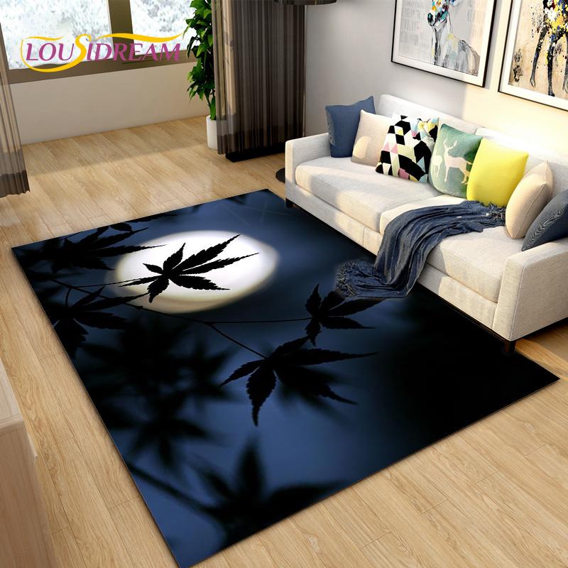 Reggae Music Jamaican Style Maple Leaf Area Rug,Carpet Rug for Living Room Bedroom Sofa Decoration,Kitchen Non-slip Floor Mat