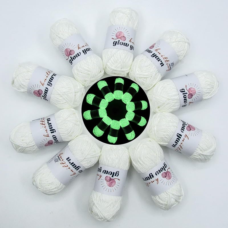 Glow in The Dark Yarn, Crochet Yarn for Crocheting,Yarn for DIY Art,Knitting, Crocheting, and Crafts-10 Pack of Total520g/18oz- 546 Yards Colorful