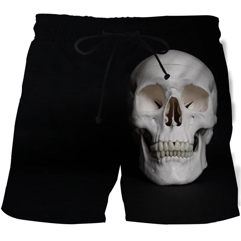Horror Skeleton Dark Skull Ghost Boxing Shorts Pants 3D Print Fighting Training Unisex Men Women Quick Dry Fitness Gym Sport Workout Casual Streetwear