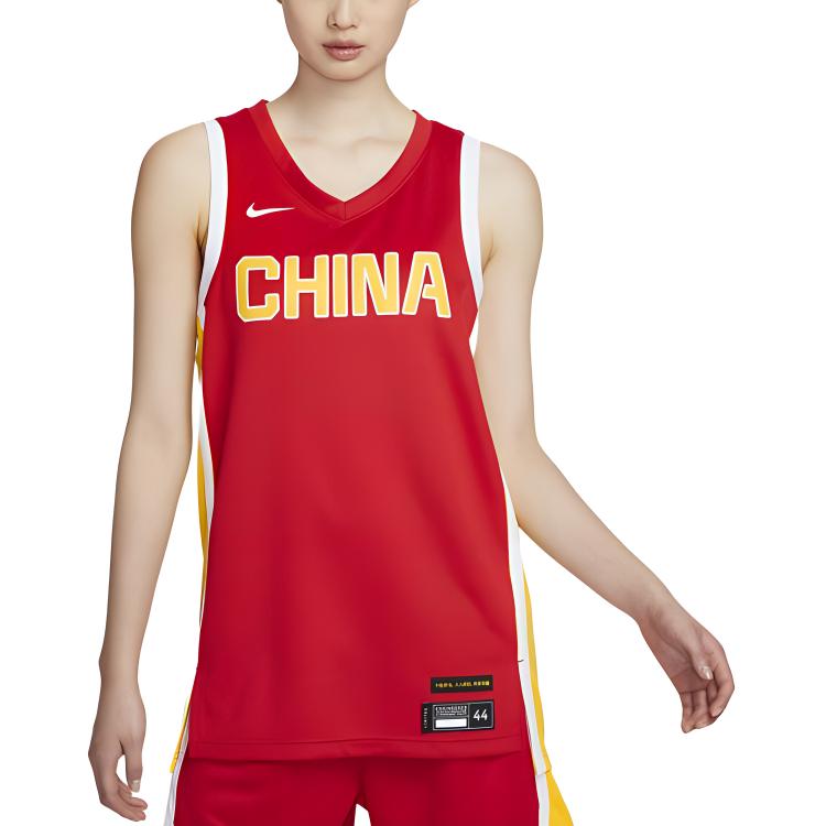 Nike China Womens Basketball Team Olympic Series Dri-FIT Comfortable Quick-Dry Color Block Letter Print Sleeveless Basketball Jersey FQ0451637