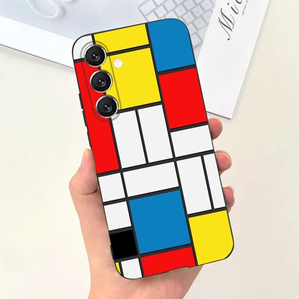 TOPLBPCS Mondrian Grid Phone Case For Samsung S21,S22 Ultra,S20,S30 plus,S22 plus,S23,S30 ultra 5G Silicone Cover