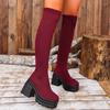 Fashion Sock Boots Women 2025 New Women's Versatile Over-the-Knee Long Thigh Platform Block Heel Tall Boots