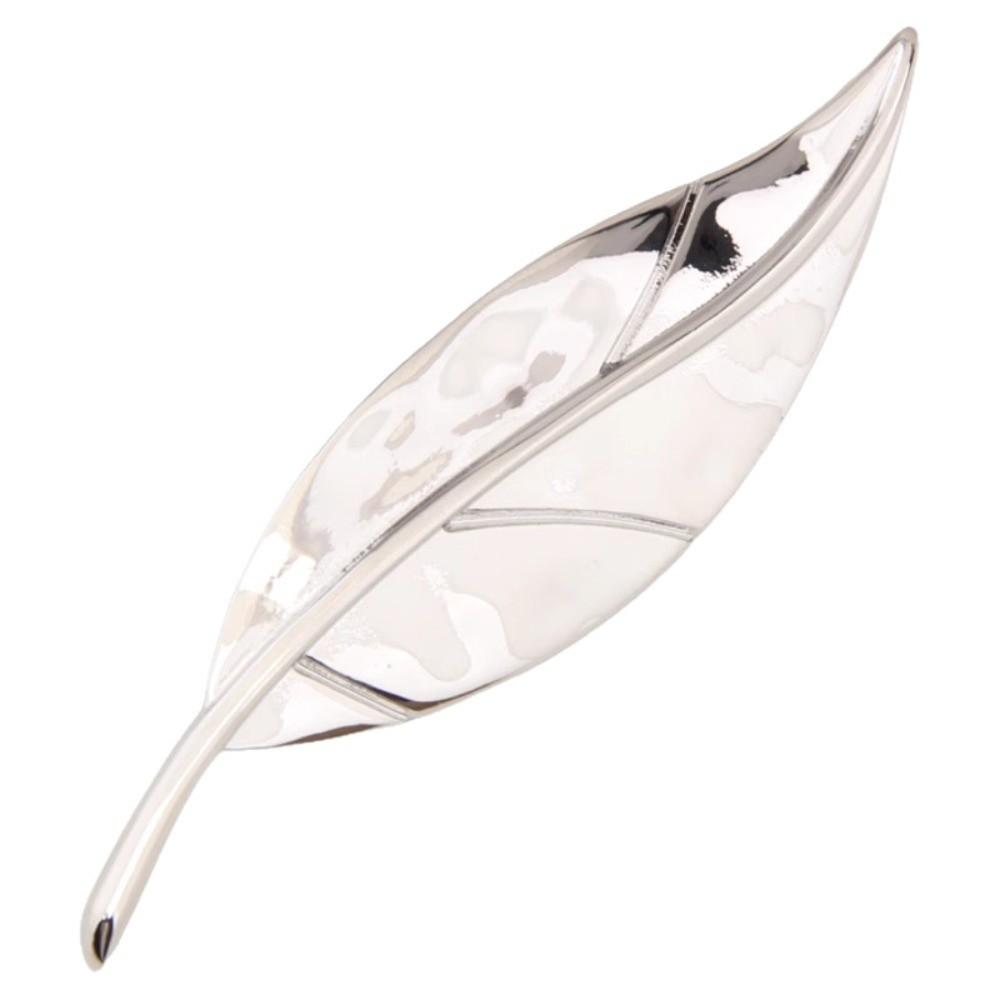 Vintage Long Leaf Pin Corsage Ornament Metal Glossy Brooch Maple Leaf Brooch  Men